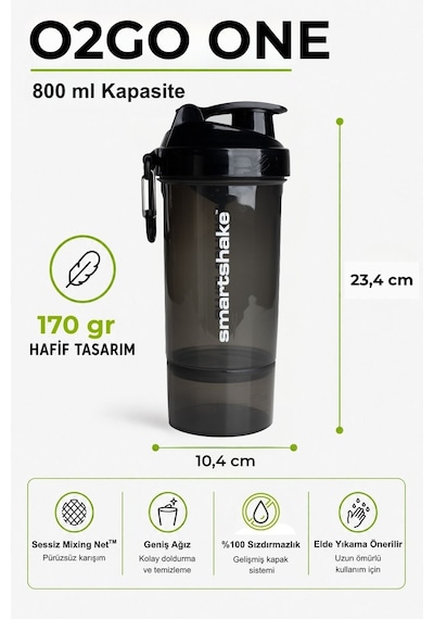 Smartshake Original2go One Serisi 800 Ml Siyah Protein Shaker