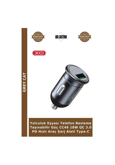 Yolculuk Eşyası Telefon Besleme Taşınabilir Güç Cc46 18w Qc 3.0 Pd Hızlı Araç Şarj Aleti Type-c