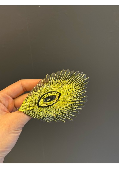 10 x 7 CM Sarı Tavus Kuşu Kanadı Broş Yaka İğnesi Giyim Aksesuarı Renkli
