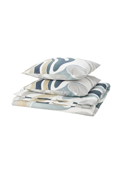 Ikea Mygglasvınge Çift Kişilik Nevresim Takımı 220 X 240 Cm Bej - Beyaz - Açık Gri Çok Renkli