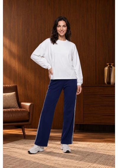 Pjs Gd Goldoremi Kadın Premium Regular Fit Uzun Kollu Sweat Eşofman Takım Ekru