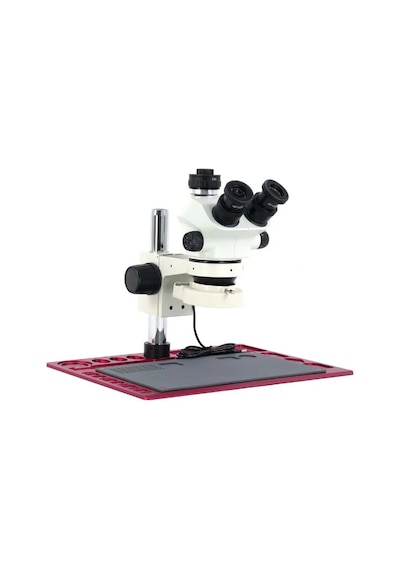 Mikroskop Zs 7050p Trinoküler Mikroskop Seti - 7x-50x Zoom, 0.5x Ctv Alüminyum Pedli Kırmızı Tabla Set