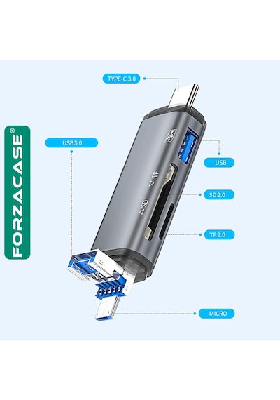 Usb 3.0 Type C Micro Usb Kart Okuyucu 3in1 Usb Otg Sd/tf - Fc441