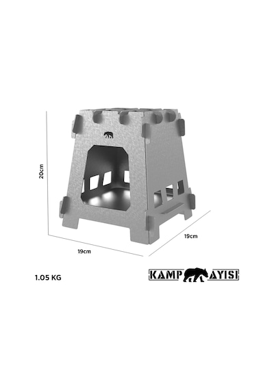 Kamp Ayısı Inox 1mm Paslanmaz Galvaniz Çelik Su Geçirmez Çantalı Ateş Kutusu Gri
