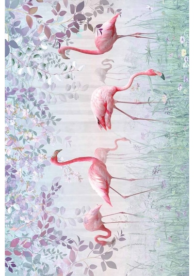 Pembe Flamingolu Dokuma Leke Tutmaz Masa Örtüsü Mso428n11