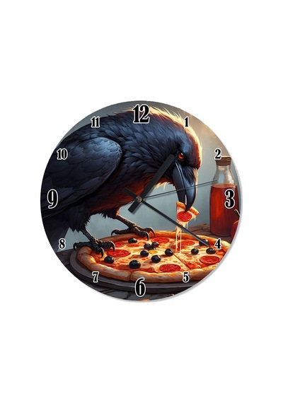 Karganın Pizza Ziyafeti Dekoratif Duvar Saati