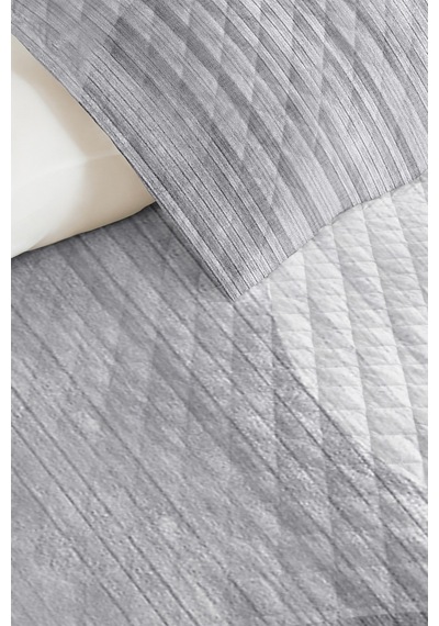Gri Geometrik Çizgili Genç Odası Tek Kişilik Pike Takımı-modern Antrasit Gold 160x220cm Yatak Örtüsü Kırık Güneş Anısı
