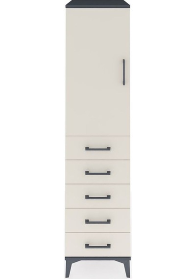 Kronos Dolap 2 Raflı 5 Çekmeceli Tek Kapaklı 44x59x182 Antrasit-aytaşı Antrasit