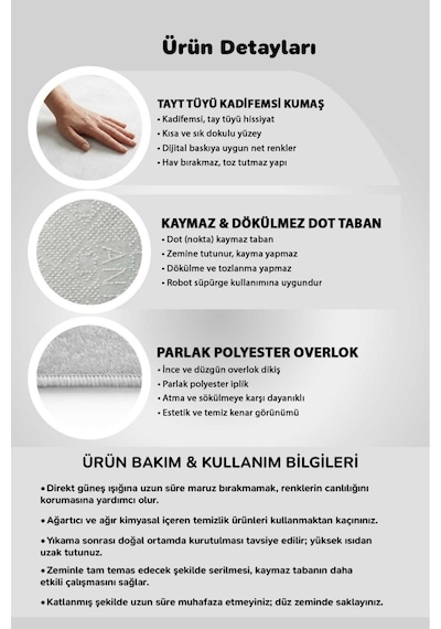 Yıkanabilir Kaymaz Taban Dijital Baskılı Halı Ve Yolluk Leke Tutmaz Salon & Mutfak Halısı - 0533 Siyah