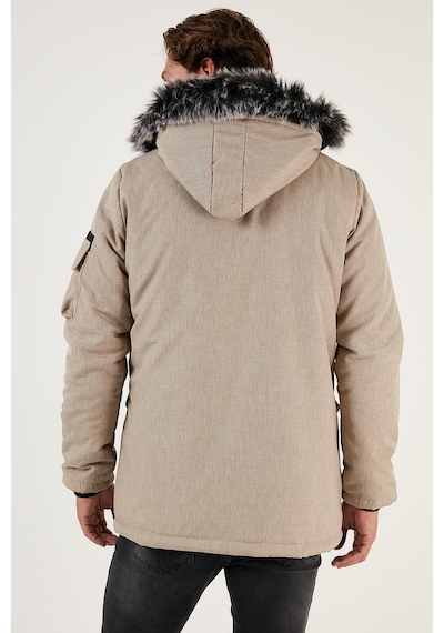 Buratti Peluş Astarlı Suya Ve Rüzgara Dayanıklı Soğuk Geçirmez Slim Fit Erkek Mont 5711051 Taş