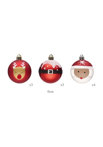 Karaca 10'lu Set Top Santa Ağaç Süsü  6 cm