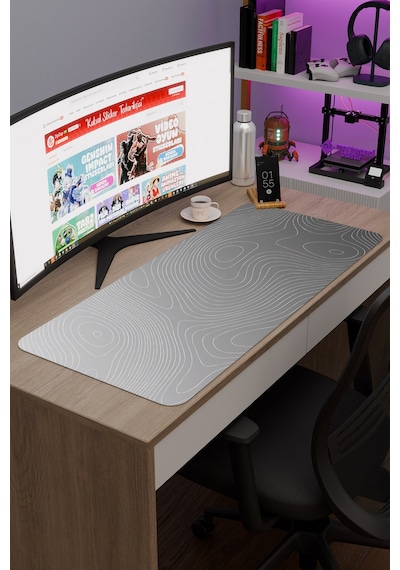 Topography Kaymaz Dikişli Kauçuk Oyuncu Mousepad V2 - 90x40 Xxl Gaming Mouse Pad Fare Altlığı