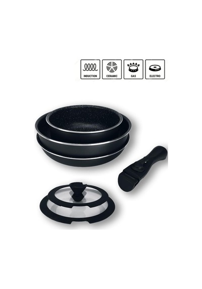 Digithome Winterbach Pangenio 6 Parça Granit Tava Ve Tencere Seti Siyah Sp100