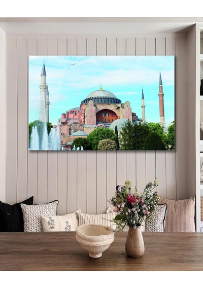 Ayasofya Camii Cam Tablo İslami Dini Modern Ev Ofis Salon Hediyelik Büyük Tablo Duvar Dekoru