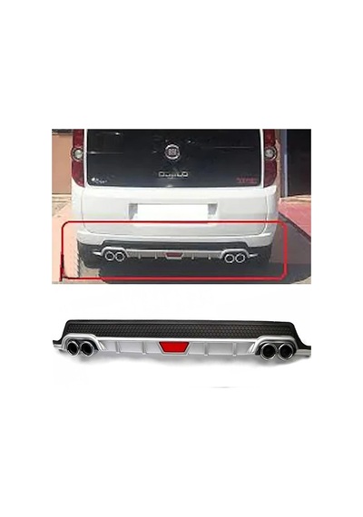 Fiat Doblo Uyumlu Gri Difüzör Difizör Yuvarlak Egzoz Görünüm Kulaklı Tip 2012 - 2015
