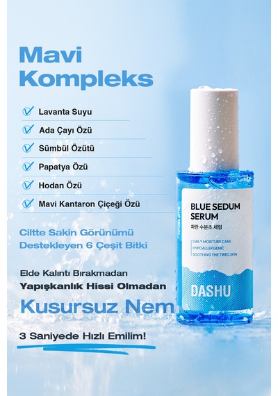 Dashu Blue Sedum Yağ ve Nem Dengesi Sağlayan Hyalüronik Asit İçerikli Nemlendirici Serum 65 ML