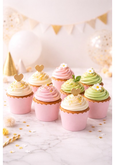 Pembe Cupcake Kek Kapsülü 25 Li Paket Muffin Kapsülü Doğum Günü Parti Sunumluk