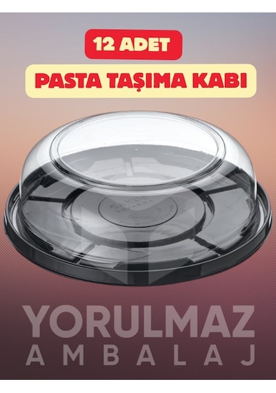 Pet Şeffaf Pasta Kabı Ve Kapağı 12'li Paket Dayanıklı, Şeffaf Ve Şık Sunum Çözümü