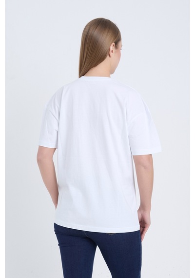 Velvoria Unisex Oversize Rıdıng Sınce Baskılı Beyaz Renk T-shirt
