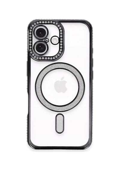 Apple Uyumlu iPhone 16 Uyumlu Kılıf Joke Simli Magneticsafe Kılıf - Siyah