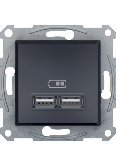 Schneider Asfora Plus Antrasit Usb Şarj Prizi 21A Type A Çerçeve