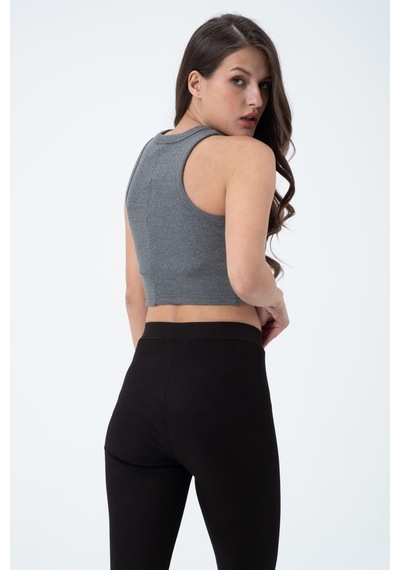 Quhox Kadın Kaşkorse Crop Atlet Gri