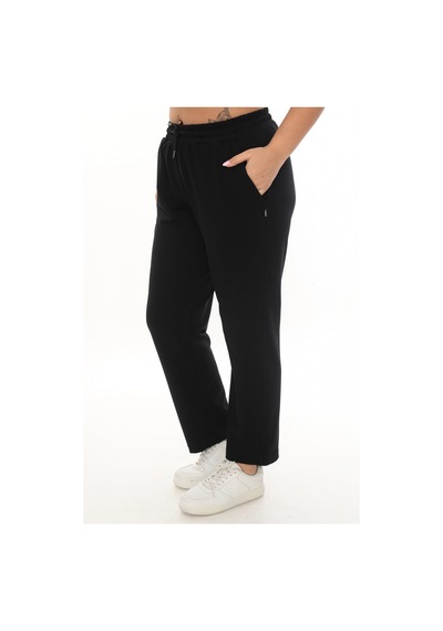 Lady Majestic Büyük Beden Hırka Sweatshirt & Pantolon İkili Takım Kadın Siyah