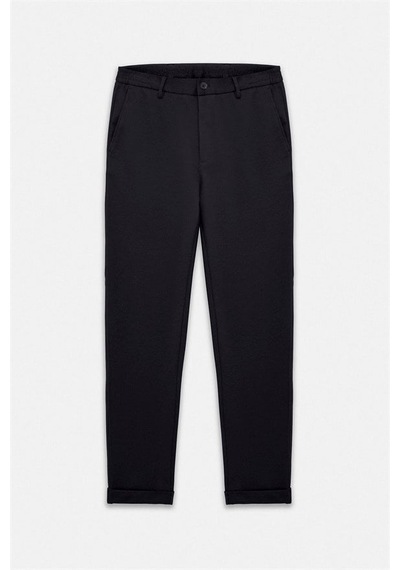Süvari Siyah Slim Düz Twill Yarım Lastikli Jogger Pantolon Spn2020500026-s09