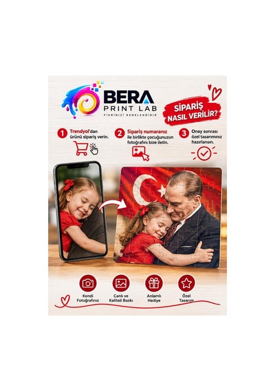 29 Ekim Cumhuriyet Bayramı Na Özel Atatürk İle Sarılma Temalı Çocuğunuza Özel Fotoğraflı Puzzle 24 Parça A5 - 938826538