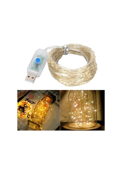 Pm-37723 Usb Girişli Uzaktan Kumandalı 30 Metre 8 Modlu Günışığı Dekoratif Yılbaşı - Peri Led Işık Beyaz