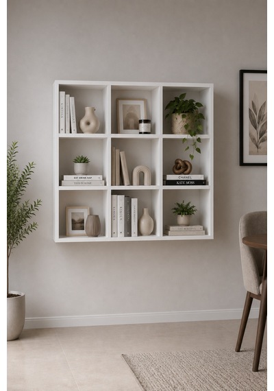 Nest 9'lu Küp Kitaplık Y:88 G:88 D:20 / Beyaz