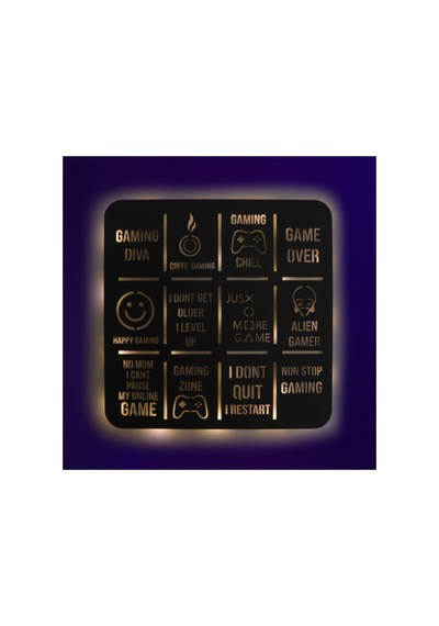 Led Işıklı Gameing Diva Dekoratif Tablo Oyun Odası Duvar Dekorlu Gece Lambası Sarı - 737239472 Sarı