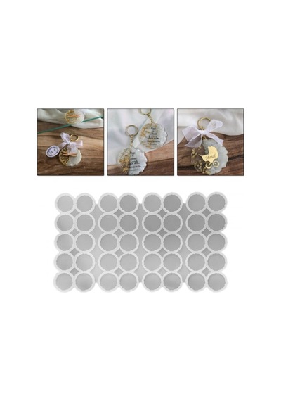 Epoksi Silikon Kalıp Tırtıklı Geode Anahtarlık Kalıp 4.8 Cm 40 Lı Şeffaf