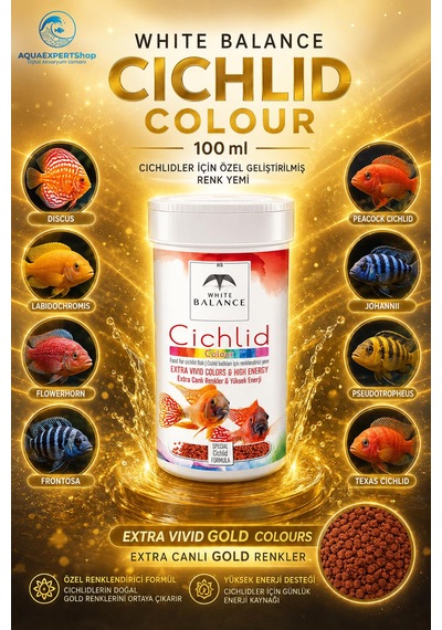 White Balance Cichlid Colour - Cichlid Balıkları İçin Özel Renk Canlandırcı Formül - Besleyici Ve Dengeli - 100 Ml