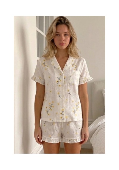 Fit Women Kadın Viskon Kısa Kol Regular Çok Renkli Pijama Takımı
