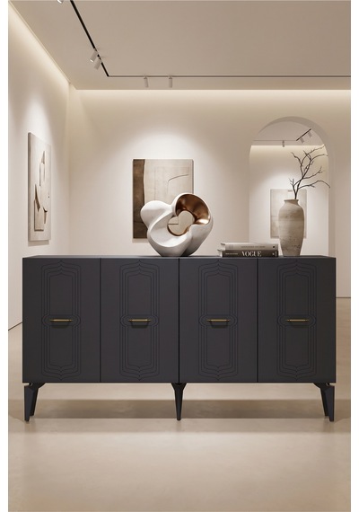 Ka1545ag Rıva Konsol Antrasit-gold 150cm Antrasit - Altın
