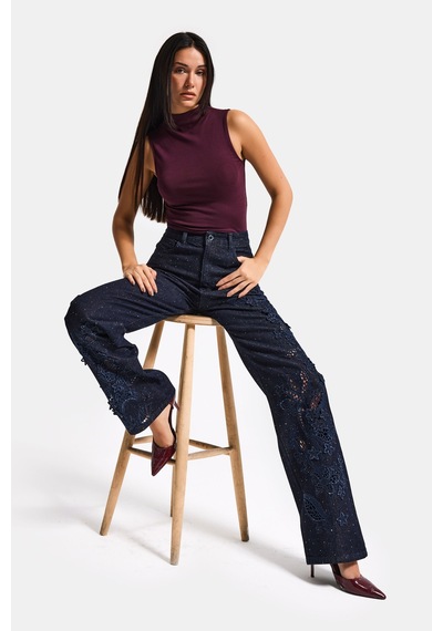 Itsbasic Kadın İndigo Selvedge T-7s6-50 Loose Fit Nakış Dantel Desenli Özel Tasarım Denim Jean Itsbasic Kadın İndigo Selvedge T-7s6-50 Loose Fit Nakış Dantel Desenli Özel Tasarım Denim Jean