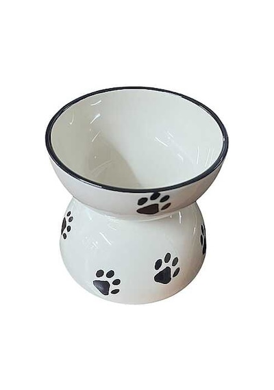 Seramik Çift Katlı Pati Desenli Mama Kabı 13 Cm Mix