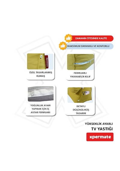Xpermate Sırt, Bel, Boyun Destekli TV Okuma Yastığı Ameliyat Sonrası Sarı