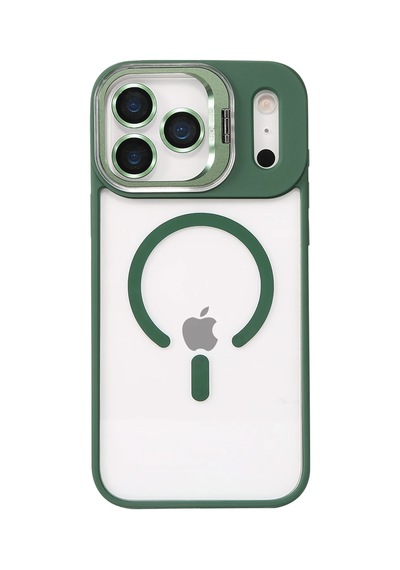 Joko - 956 - Apple Uyumlu iPhone 17 Pro Max Remim Lensli Magsafe Standlı Kapak - - Csmo-tex - Koyu Yeşil