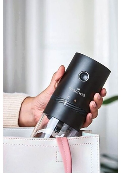 Macnoa Portable Coffee Grinder Siyah, Taşınabilir Titanyum Burr Kahve Öğütücü Kahve Değirmeni & Öğütücüler