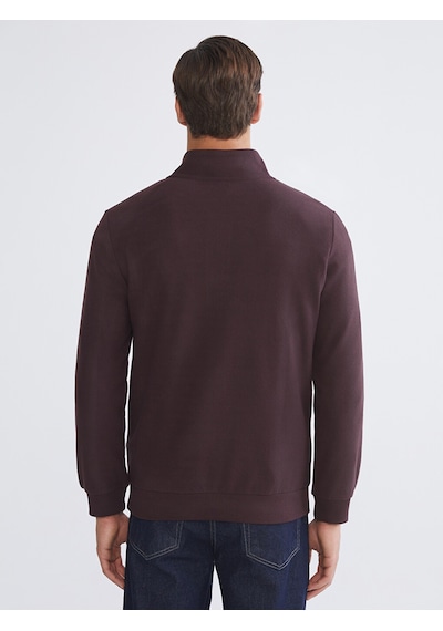 LC Waikiki Lc Waıkıkı Mürdüm Fermuarlı Dik Yaka Erkek Sweatshirt