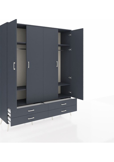 Hyperion Gardrop 6 Raflı 4 Çekmeceli 2 Askılı 176x44x221 Antrasit-antrasit Antrasit Hyperion Gardrop 6 Raflı 4 Çekmeceli 2 Askılı 176x44x221 Antrasit-antrasit Antrasit