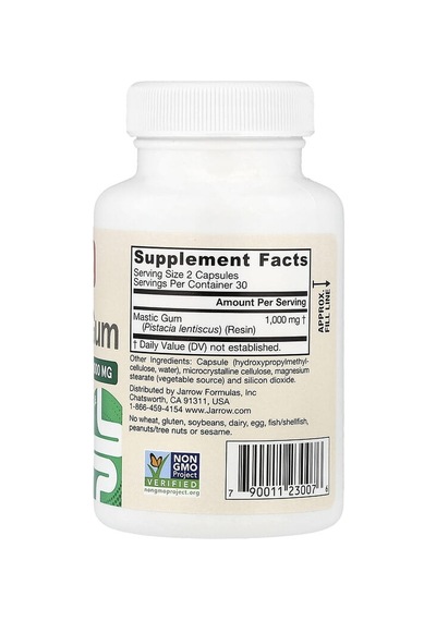 Jarrow Formulas, Vegan Mastic Gum, 60 Veg Capsules 500 Mg Per Capsule