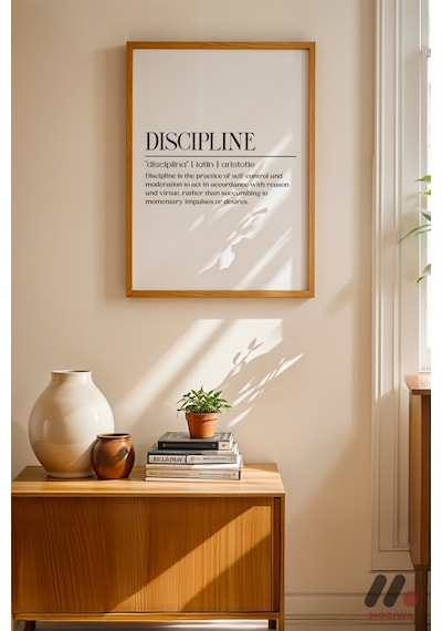 Discipline Tanım Posteri, Ahşap Çerçeveli Duvar Tablosu - Motivasyon Hediyesi