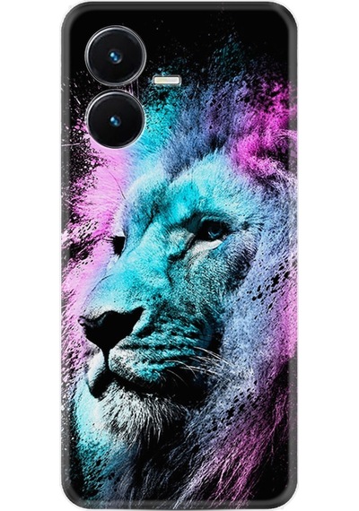 Vivo Y22S Kilif Silikon Desen Pink Blue Leon 1603 566401940