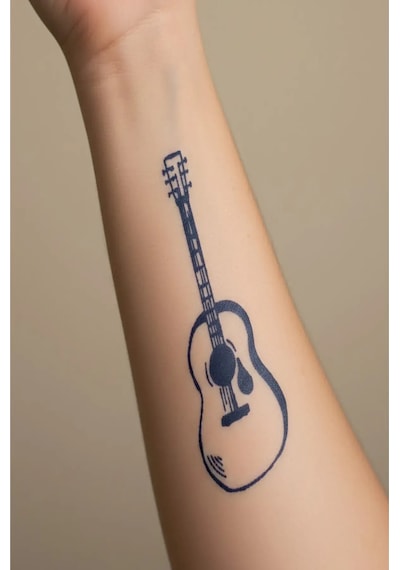 Gitar 5 Cm Minimal Geçici Dövme Yarı Kalıcı Geçici Dövme