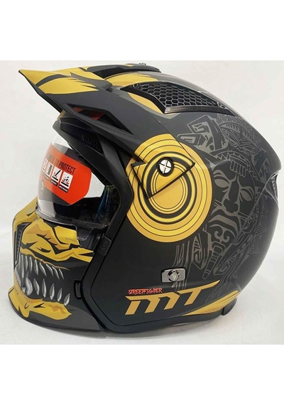 Mt Street Fighter Sv Aztec Motosiklet Kaskı 65182 Mat Siyah Sarı
