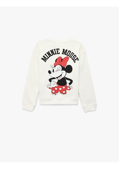 Koton Minnie Mouse Baskılı Uzun Kollu Bisiklet Yaka Lisanslı Sweatshirt Ekru 6wkg10437ak Ekru