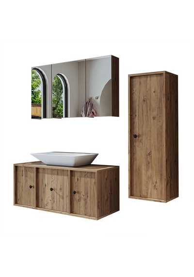 Lavabolu Mat Mdf 105 Cm Çekmeceli Banyo Dolabı + Aynalı Dolap Atl Atlantik Çam Lavabolu Mat Mdf 105 Cm Çekmeceli Banyo Dolabı + Aynalı Dolap Atl Atlantik Çam
